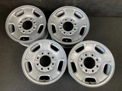 (4) GMC Sierra Chevy Silverado 2500 3500 Silver Steel Wheels Rims+Caps 17" TPMS - Imagem 1 de 4
