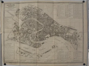VENICE VENEZIA ITALY 1847 GARLATO UNUSUAL ANTIQUE ORIGINAL LITHOGRAPHIC CITY MAP - Picture 1 of 1