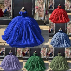 Süße 15 Quinceanera Kleider Glitzer Perlen 16 Abschlussball Mädchen Party Ballkleider - Bild 1 von 28