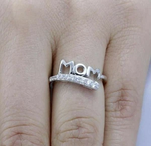 925 massiv Silber 0,50 ct echter Moissanit Mama Bandring Damen Tag Ring - Bild 1 von 1