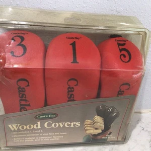 Neu aus altem Lagerbestand neu rot, Castle Bay Golfschläger Kopfbedeckungen 1,3,5 Holz Headcover USA Vintage - Bild 1 von 3