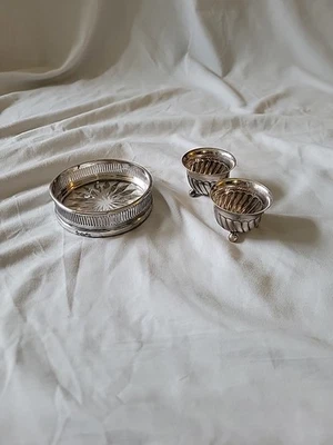 Антикварные английские соляные погреба и винные подставки из чистого серебра — пожалуйста, прочтите - Изображение 1 из 4