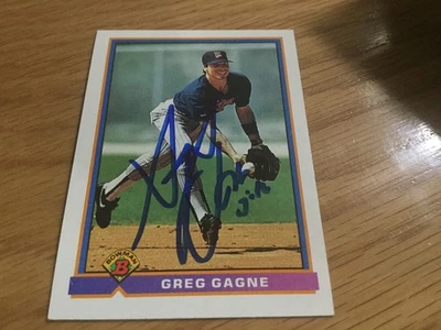 1991 Bowman Greg Gagne cartão de beisebol autografado Minnesota Twins #338 - Imagem 1 de 2