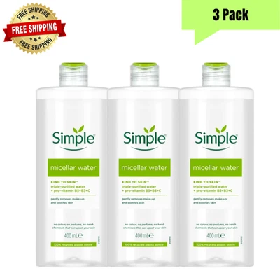 Desmaquillante Agua Hidratante Limpieza Micelar Simple 6.7 fl oz Lote de 3 Foto 1 de 4