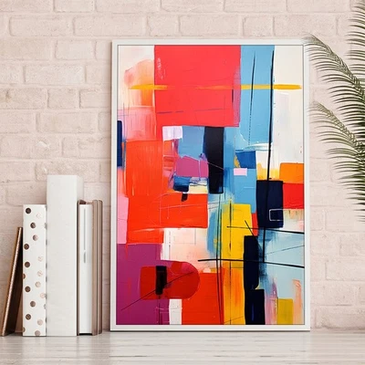 Colorful Abstract Artwork Canvas Painting Wall Art Poster & Print Home Decor - Image 1 of 4