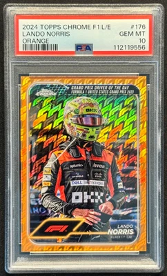 2024 Topps Chrome Logofractor F1 #176 Lando Norris Orange Refractor PSA 10 GEM!! - Image 1 of 2