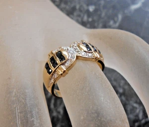 Schöner Ring 18 K Gold besetzt Saphir und Zirkonia Punze 750 T 53 - Bild 1 von 8