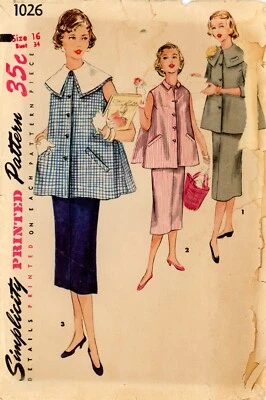 Simplicity 1026 Two-Piece Maternity Suit-Dress, Wide or Tiny Collar Sz 16 CUT - Image 1 of 4