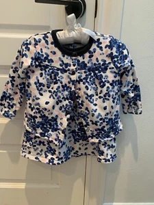 Petit Bateau Girls Long Sleeved Navy Floral Terry Dress With Cardigan Jacket 3T - Picture 1 of 8