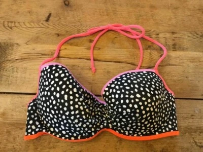 Victoria's Secret Punto Negro 34B Tirantes Escapada Halter Traje de Baño Bikini Top VS Foto 1 de 2