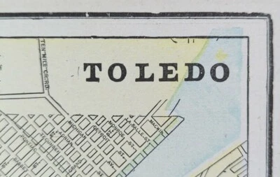 Vintage 1900 TOLEDO OHIO Map 14"x11" Old Antique Original LUCAS COUNTY MUD HENS - Image 1 of 4