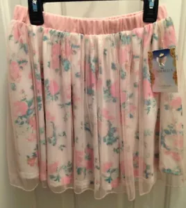 Disney Cinderella Pink Floral Sparkly Skirt Size 10 Tulle Overlay Elastic Waist - Picture 1 of 9