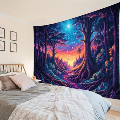 Fantasy Forest Landscape Galaxy Space Tapestry for Bedroom Living Room Dorm - Image 1 of 4
