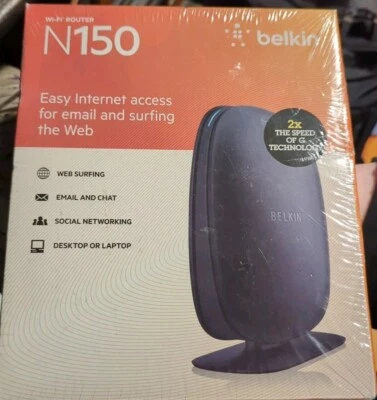 Belkin N150 150 Mbps 802.11G Compatible 4-Port Wireless Router 2.4GHz Sealed NEW - Image 1 of 4