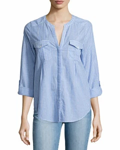 Joie Kalanchoe 100% Cotton Striped Poplin Blouse Shirt Top Size XS - Imagen 1 de 7