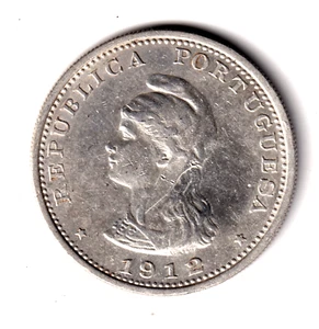 INDIA PORTUGUESA 1 rupia plata 1912/1 variante REPUBLICA PORTUGUESA muy bonita - Imagen 1 de 3