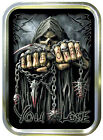 Game Over Grim Reaper 2oz Gold Tobacco Tin , Bait Box , Storage Tin , Survival 