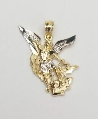 14k Gold San Michael Saint Miguel Religious Pendant for Necklace - Image 1 of 4