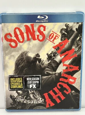 Sons Of Anarchy Dvd Season 3 Blu Ray Region A Brand NEW SEALED - Image 1 of 2