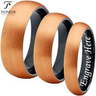 Dome Tungsten Ring Rose Gold Brushed Out Black IP Polished Inside in 4mm 6mm 8m
