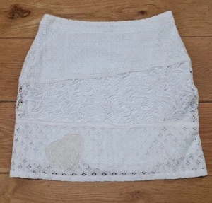 Desigual Skirt Lace White Lined Cotton Blend 27W 16L Size 36 UK 10 - Picture 1 of 5