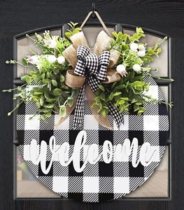 Welcome Sign Porch Decor Rustic Wooden Hangers Front Door Outdoor Hanging Home - Picture 1 of 5