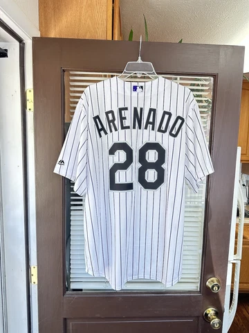 Authentic Nolan Arenado #28 Colorado Rockies Pinstripe MLB Baseball Jersey Cover