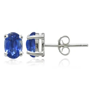 Sterling Silver Genuine Kyanite 5x3mm Oval Stud Earrings - Picture 1 of 3