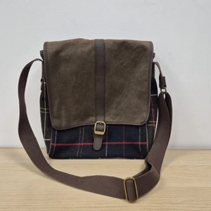 Barbour Letter Mail Rider Bag Wax Waterproof Wool Tartan Satchel Messenger Bag - Picture 1 of 10