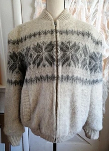 Vintage 100 Wolle Island Strickjacke Pullover Jacke Damen XL - Bild 1 von 4