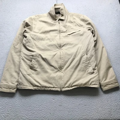 Chaqueta de Trabajo Harrington Forrada Harrington De Colección Y2K Hurley Sarga Pesada Para Hombres XL Cremallera Caqui Foto 1 de 4