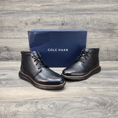 Cole Haan Men's Chukka Grand + Plus Ultra Leather Boots Black Leather Dress New - Image 1 of 4