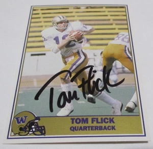 TOM FLICK 1992 PACIFIC UW HUSKIES GREATS SIGNED AUTO CARD IP #12 WASHINGTON QB - Picture 1 of 2