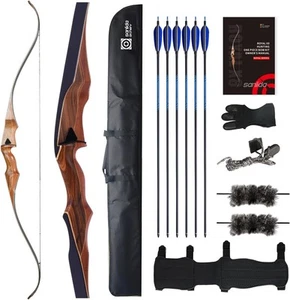 Sanlida Archery 60" Royal X8 One-Piece Bow Traditional Wooden 35lbs, Black  - Picture 1 of 9