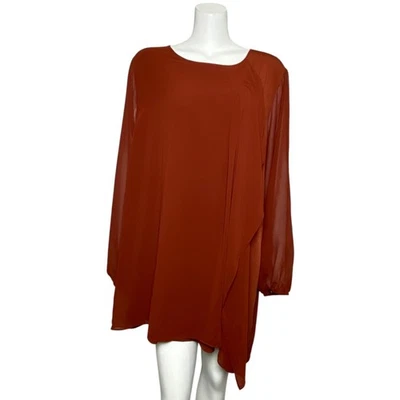 Susan Graver Liquid Knit Tunic Womens Size 3X Chiffon Sleeves Popover A36775 - Image 1 of 4
