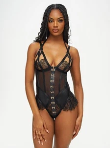 Ann Summers Exuberant Crotchless Teddy Black Sizes 6 to 26 - Picture 1 of 6