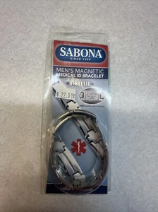 New Sealed! Large/XL Sabona Men's Diabetic Medical ID Bracelet Magnetic 643 - Picture 1 of 2