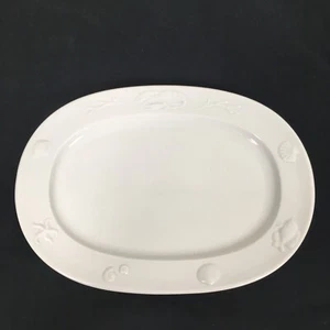 Apilco Ocean 13" Oval Serving Platter Solid White Fish Shells Lobster Seafood - Picture 1 of 7