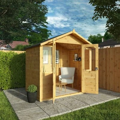 Waltons 7 x 5 Wooden Summerhouse Garden Room Shiplap Apex Double Door Windows