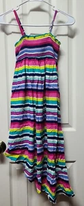 Childrens Place Multicolor Peruvian Stripes Hi Low Spring/summer Dress M 7/8 - Picture 1 of 3
