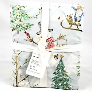 Pottery Barn Snow Day Gnomes King/Cal King Organic Cotton 4 Piece Sheet Set - Picture 1 of 9