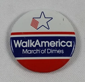 Vintage Walk America March of Dimes Anstecknadel rot weiß blau Pinback - Bild 1 von 2