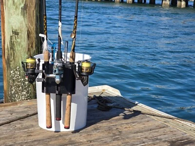 3 Fishing Rod Holder Mounts to 5 Gallon Bucket and Walls. - Image 1 of 4