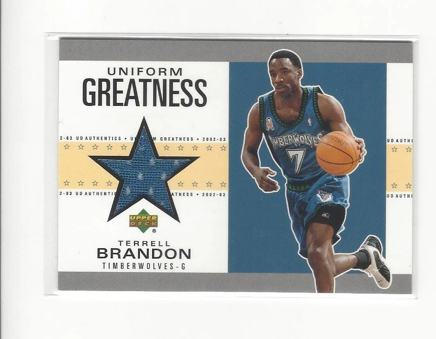 2002-03 UD Authentics Uniform Greatness Terrell Brandon JERSEY Timberwolves - Image 1 of 1