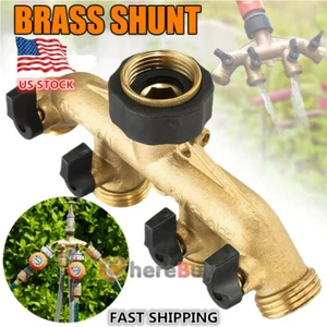 Water Hose Splitter Heavy Duty 4 Way Solid Brass Valve Tap Connector Garden - Picture 1 of 18