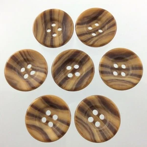 Vintage Brown Round Plastic Garment Button Size .9in Stripes Design 814C - Picture 1 of 6
