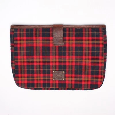 Funda para portátil Will Leather Goods roja azul marrón lana a cuadros Adler Family Co Foto 1 de 4