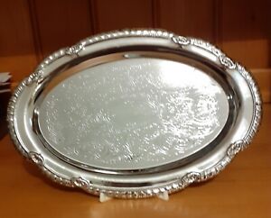 Vintage Small Silver Coloured Chased/Embossed Metal Tray