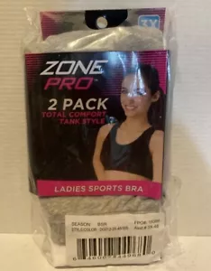 Pack Of 2 Zone Pro Total Comfort Tank Style Ladies Sport Bra, Size 3X,new - Picture 1 of 5