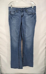 YMI USA Jeans Juniors Blue Low Rise Boot Cut Rhinestone Studded Pockets Size 9 - Picture 1 of 14
